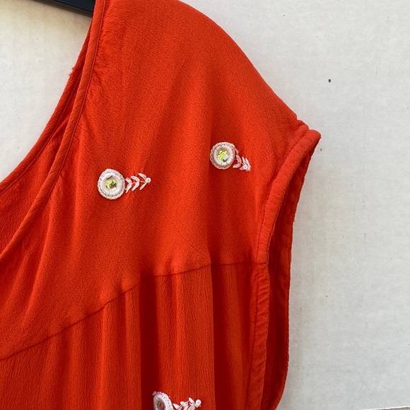 Anthropologie Womens size 6 Espejo Leifnotes Orange mirror embroidered Dress👇🏼 - Picture 6 of 11